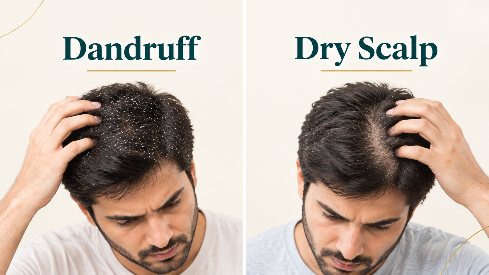 Dandruff vs dry scalp showing common scalp flaking symptoms