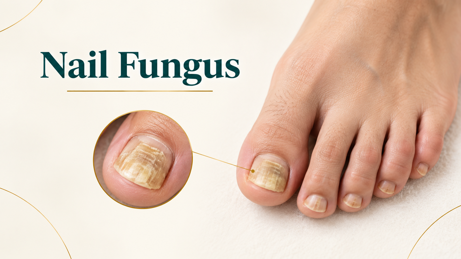 Early signs of nail fungus showing thickened and discoloured toenails